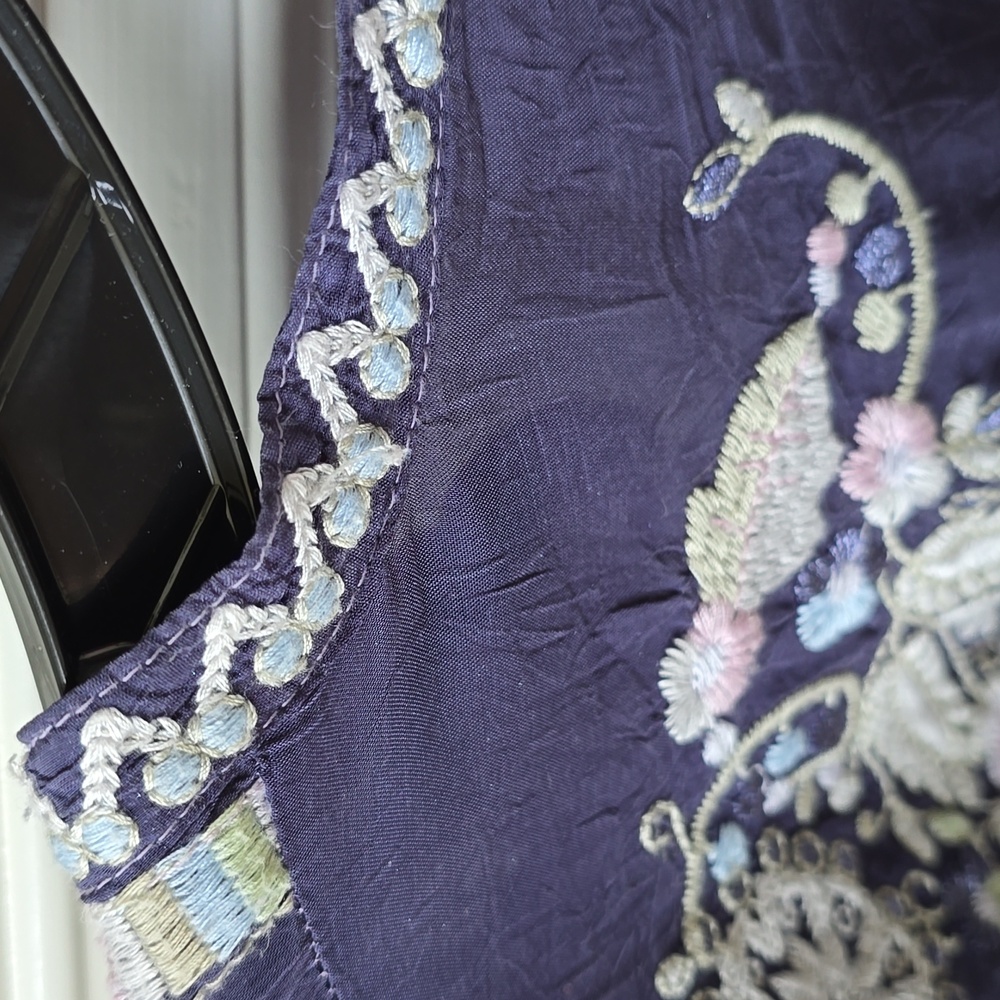 Johnny Was Navy Tunic with Pastel Floral Embroidery - Picture 11 of 11